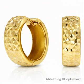 Creolen echt Gold 333 diamantiert Glanz 15mm, 5mm breit