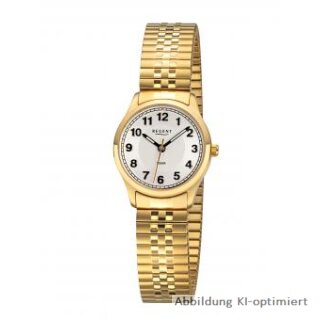 Regent Damenuhr Zugband Edelstahl/IP-goldfarben Glanz/Matt 5 Bar BA-886