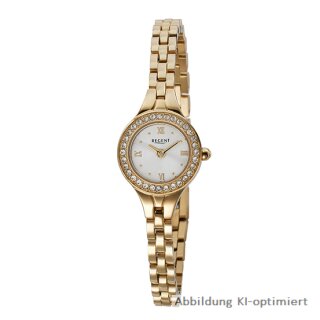 Regent Damenuhr Gliedermetallband Edelstahl IP-goldfarben Glanz 3 Bar F-1670