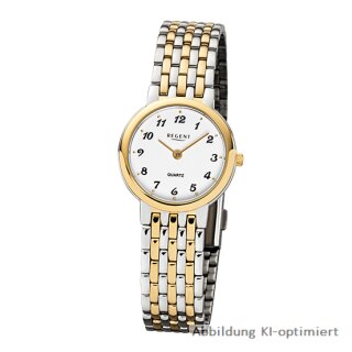 Regent Damenuhr Metallband Edelstahl bicolor Glanz 3 Bar F-1448