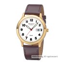 Regent Herrenuhr Lederband braun IP-vergoldet Datum 5 Bar...