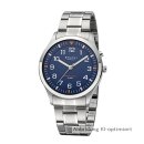 Regent Herrenuhr Metallband Gehäuse Stahl blaues...