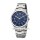 Regent Herrenuhr Metallband Gehäuse Stahl blaues Ziffernblattmit Leuchfunktion Sekundenzeiger 5 Bar - F-1610