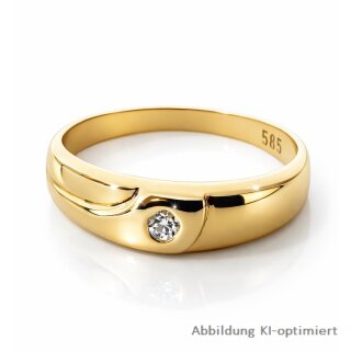 Damenring aus 585 Gelbgold mit Diamant – poliert, facettiert, Ringweite 53