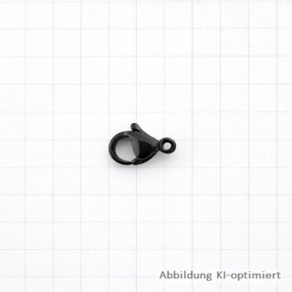 Karabinerverschluss aus geschwärztem Edelstahl – 12 x 8 mm, polierte Oberfläche, Schmuckverschluss schwarz