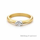 Verlobungsring Solitärring aus 585 Gold bicolor (Gelb-/Weißgold) – Brillant 0,15 ct W/SI, poliert, Ringweite 56