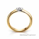 Verlobungsring Solitärring aus 585 Gold bicolor (Gelb-/Weißgold) – Brillant 0,15 ct W/SI, poliert, Ringweite 56