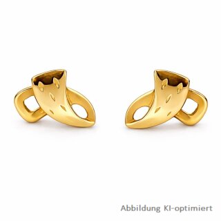 Ohrstecker Gold 333 poliert mit Muster – 8x7 mm, Stecker mit Mutter