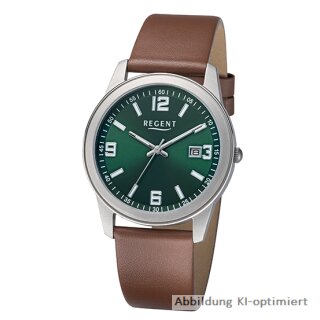 Regent Herrenuhr Quarz Titan Lederband 5 Bar F-1682
