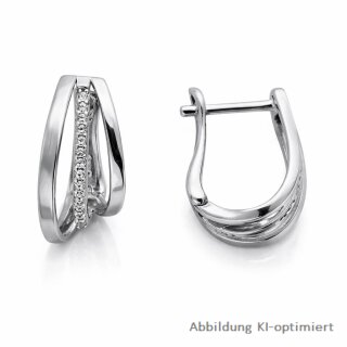 Klappcreolen 925 Silber rhodiniert mit Zirkonia – polierte Creolen 17 x 9 x 12 mm