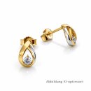Ohrstecker Tropfenform 333 Gold bicolor mit Zirkonia...