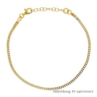 Silberarmband 925 vergoldet – feines Kugelarmband mit Verlängerungskette und Karabinerverschluss