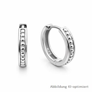 Creolen aus 925 Sterling Silber rhodiniert – gemusterte Oberfläche, Clipverschluss