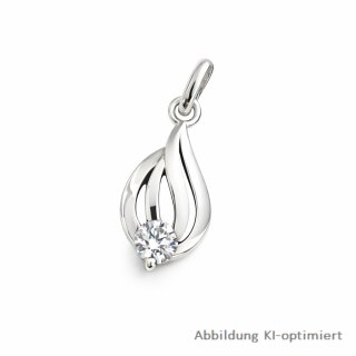 Silber Anhänger mit Zirkonia – geschwungener Kettenanhänger aus 925 Sterling Silber rhodiniert mit funkelndem Zirkonia