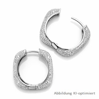 Creolen Silber 925 rhodiniert mit funkelnden Zirkonia – Pavé-Fassung, ca. 25 × 4 mm