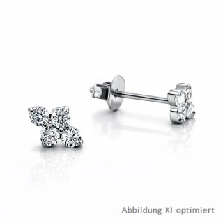 Titan Ohrstecker Kreuz mit Zirkonia – Titanstecker silberfarben, facettierte Zirkonia, Krappenfassung, ca. 7 × 4 mm