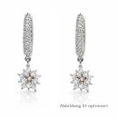 Creolen Silber 925 rhodiniert mit Zirkonia-Sternanhänger – funkelnde Klappcreolen mit Pavé-Besatz ca. 25 × 8 mm