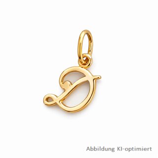 Buchstabenanhänger „D“ aus 333 Gold – filigraner Initial-Anhänger goldfarben