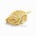 Anstecknadel Blatt 333 Gold – filigrane Damen Brosche mit Brillantschliff-Struktur 38 mm