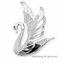 Schwan Brosche Silber 925 rhodiniert mit Zirkonia &...
