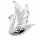 Schwan Brosche Silber 925 rhodiniert mit Zirkonia & schwarzer Emaille – elegante Schmuckbrosche 40x52mm