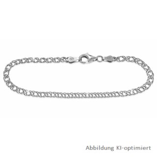 Zwillingspanzer Armband 925 Sterling Silber rhodiniert 19 cm – 3 mm Damenarmband mit Karabinerverschluss