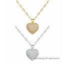 Edelstahl Herz Kette mit Zirkonia und Perle –...