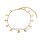Vergoldetes Edelstahl Armband / Fußkette für Damen mit Plättchen-Anhängern – ca. 21,5 + 5 cm, 316L Chirurgenstahl mit Sonnenschliff