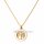 Goldfarbene Edelstahl Kette mit Lebensbaum-Anhänger und weißer Emaille – poliert, PVD-beschichtet, 45 + 5 cm