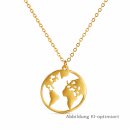 Kette mit Weltkugel-Anhänger 20 mm – polierter Anhänger mit 45 cm Kette und 5 cm Verlängerung