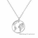 Kette mit Weltkugel-Anhänger 20 mm – polierter Anhänger mit 45 cm Kette und 5 cm Verlängerung
