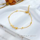 Goldfarbene Fußkette / Armband aus Edelstahl mit Herz- und Pulsmotiv – polierte PVD Fußkette mit Verlängerung