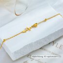 Goldfarbene Fußkette / Armband aus Edelstahl mit Herz- und Pulsmotiv – polierte PVD Fußkette mit Verlängerung