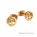 Ohrstecker Lebensbaum aus poliertem Edelstahl goldfarbig...