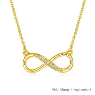 Unendlichkeitskette aus 925 Silber vergoldet – Halskette mit Zirkonia und Infinity-Anhänger 42+4cm