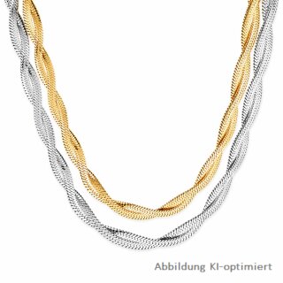 Geflochtene Edelstahlkette 6 mm – Polierte Damenhalskette 40cm mit 4cm Verlängerung und Karabinerverschluss