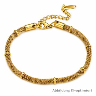 Armband aus goldfarbenem PVD-Edelstahl – Poliertes Edelstahlarmband 4 mm mit Verlängerung