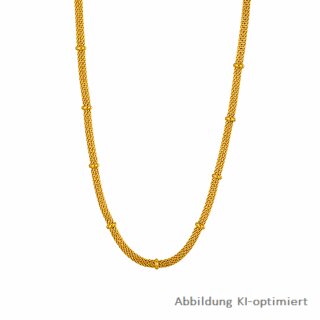 Halskette in Netzoptik aus goldfarbenem PVD-Edelstahl – Polierte Damenkette 4 mm mit Verlängerung