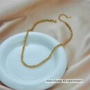 Halskette in Netzoptik aus goldfarbenem PVD-Edelstahl – Polierte Damenkette 4 mm mit Verlängerung