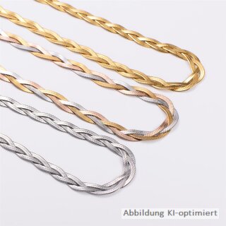 Flechtcollier aus Edelstahl in Silberoptik, 3-fach geflochten, glänzend, 9 mm, 39+5cm