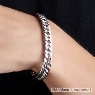 Massives Edelstahl Panzerarmband 20,5 cm – poliertes Herrenarmband mit Karabinerverschluss