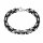 Schwarz-silbernes 4mm Edelstahl Königsketten Armband – poliertes Gliederarmband 22 cm mit Karabinerverschluss