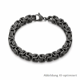 Königskettenarmband aus Edelstahl in matter Gunmetall-Optik – 8 mm Armband mit Karabinerverschluss