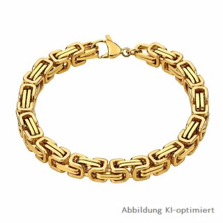 Goldfarben glänzendes Königskettenarmband aus Edelstahl – 8 mm Armband mit Karabinerverschluss 22cm Länge