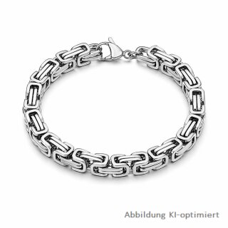 Königsketten Edelstahlarmband 8 mm, 22 cm – poliertes Gliederarmband mit Karabinerverschluss