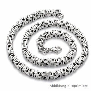 Königskette aus poliertem Edelstahl in Silberoptik – glänzend, ca. 14 mm breit, 60 cm lang, mit Karabinerverschluss