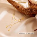 Goldfarbene Edelstahl Halskette mit Herzanhängern...