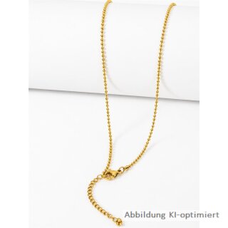 Goldfarbene Edelstahl Kugelkette 1,5 mm 45cm mit 5cm Verlängerung