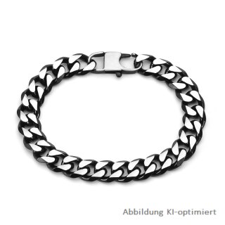 Mattes 10mm Edelstahl Panzerarmband mit schwarzer PVD-Veredelung 21,5cm