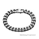 Mattes 10mm Edelstahl Panzerarmband mit schwarzer...